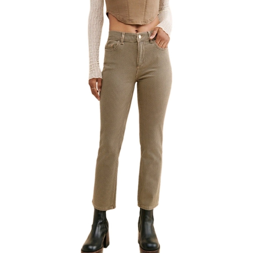 DL1961 Mara Straight Instasculpt‎ Ankle Jeans Houndstooth Print Size 26 NWOT